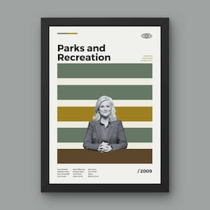 Poster Parks and Recreation - collectie minimalistische moderne muurafdruk uit het midden van de eeuw
