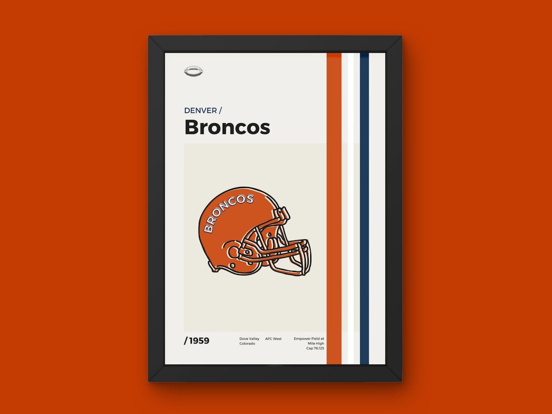 Denver Broncos Poster - Minimal Mid Century Modern Wall Print - NFL ...