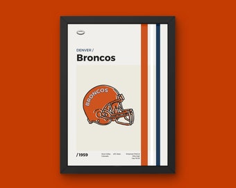 Denver Broncos Poster - Minimal Mid Century Modern Wall Print - NFL Football Collection