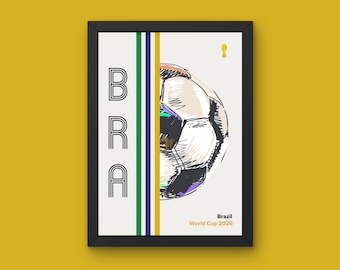Brazil Poster - World Cup 2026 - Minimal Mid Century Modern Wall Print Sports Collection