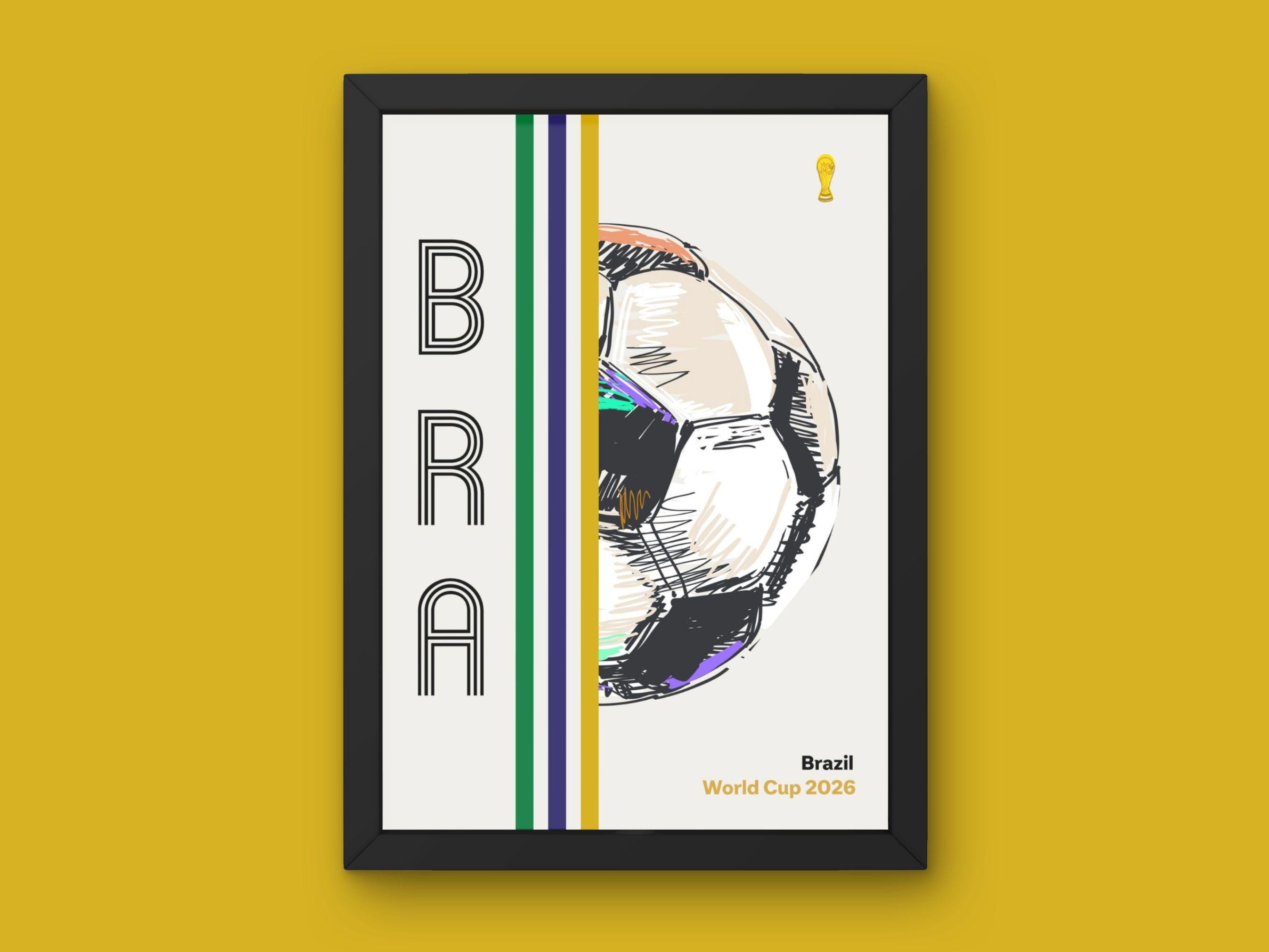 Brazil Poster - World Cup 2026 - Minimal Mid Century Modern Wall