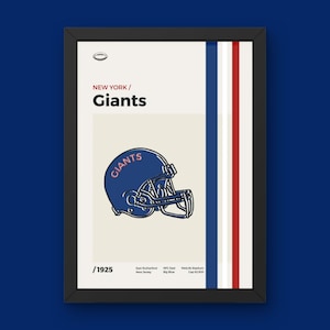 New York Giants Poster - Minimal Mid Century Modern Wall Print - NFL Football Kollektion