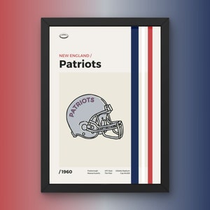 New England Patriots Poster - Minimal Mid Century Modern Wall Print - NFL Football Collection