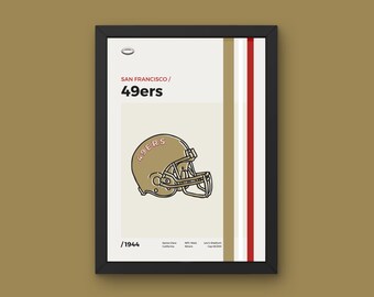 Poster San Francisco 49ers - Minimale moderne muurafdruk uit het midden van de eeuw - NFL-voetbalcollectie