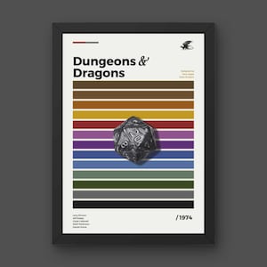 Dungeons and Dragons D20 Poster - Minimal Mid Century Modern Wall Print Collection