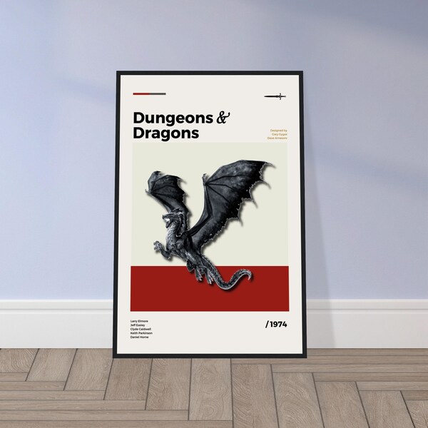 Dungeons and Dragons Poster - Minimal Mid Century Modern Wall Print Collection