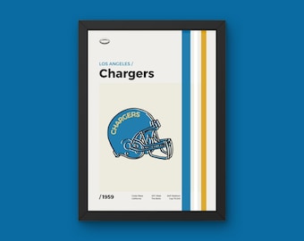 Los Angeles Chargers Poster - Minimal Mid Century Modern Wall Print - NFL Football Collection