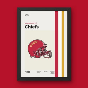 Kansas City Chiefs Poster - Minimal Mid Century Modern Wall Print - NFL Football Collection