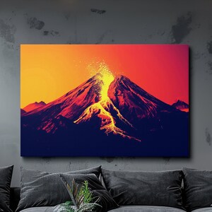 Erupting Volcano in Ethereal Colors, Nature Art, Hawaiian Art, Scenic Wall Art, Canvas Art, Canvas Print, Ready to Hang