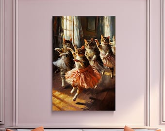 Ballerina Cats Dancing, Cat Art, Cute Cats, Scenic Wall Art, Canvas Art, Canvas Print, Ready to Hang
