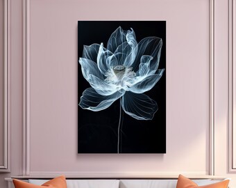 Translucent White Lotus, Modern Art, Nature Art, Surreal Art, Scenic Wall Art, Canvas Art, Canvas Print, Ready to Hang