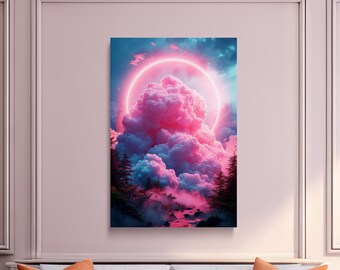 Pink Cloudy Haze, Digital Print on Canvas, Modern Art, Scenic Wall Art, Canvas Art, Canvas Print, Ready to Hang