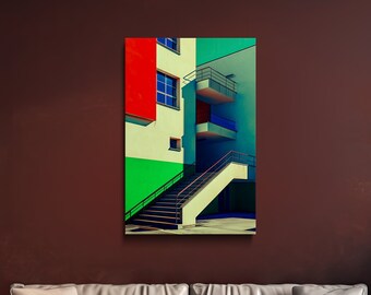 Abstract Architecture Art, Bauhaus Inspired, Modern Art, Architecture Art, Scenic Wall Art, Canvas Art, Canvas Print, Ready to Hang