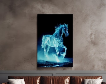 Spectral Horse Prancing, Horse Art, Fantasy Art, Scenic Wall Art, Canvas Art, Canvas Print, Ready to Hang