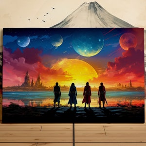 Adventurers on a Journey, Warriors in a Fantasy World, Majestic Worlds,, Scenic Wall Art, Canvas Art, Canvas Print, Ready to Hang