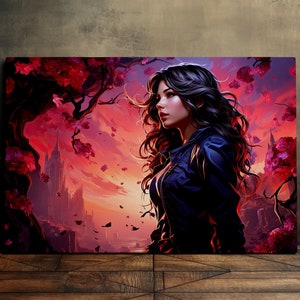 Beautiful Huntress, Fantasy Art, Stunning Landscape, Scenic Wall Art, Canvas Art, Canvas Print, Ready to Hang