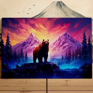 Bear in the Mountains, Beautiful Nature Landscapes, Mountain Art, Scenic Wall Art, Canvas Art, Canvas Print, Ready to Hang