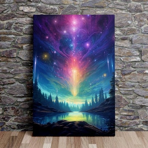 Psychedelischer Sternenhimmel, majestätische Natur, Natur Kunst, Kunstdruck, Poster, Leinwandkunst, Leinwand, fertig zum Aufhängen