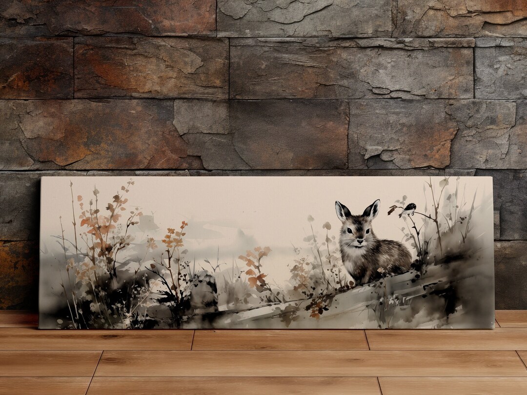 Rabbit in Nature, Bunny Rabbit Art, Scenic Wall Art, Canvas Art, Canvas ...