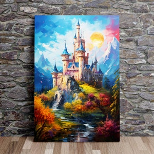 Medieval Castle No.8, Fantasy Art, Oil Painting Style, Art Print, Poster, Scenic Wall Art, Canvas Art, Canvas Print, Ready to Hang