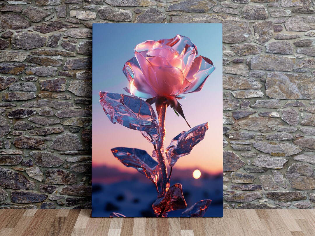 Crystalized Rose in the Twilight, Modern Art, Nature Art, Scenic Wall ...