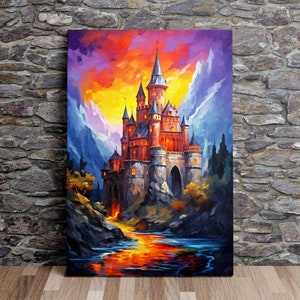 Medieval Castle No.4, Fantasy Art, Oil Painting Style, Art Print, Poster, Scenic Wall Art, Canvas Art, Canvas Print, Ready to Hang