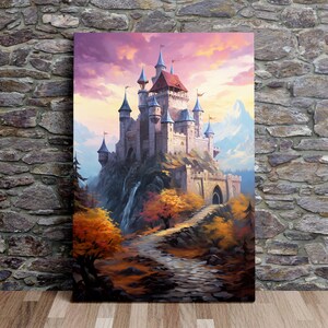 Medieval Castle No.2, Fantasy Art, Oil Painting Style, Art Print, Poster, Scenic Wall Art, Canvas Art, Canvas Print, Ready to Hang