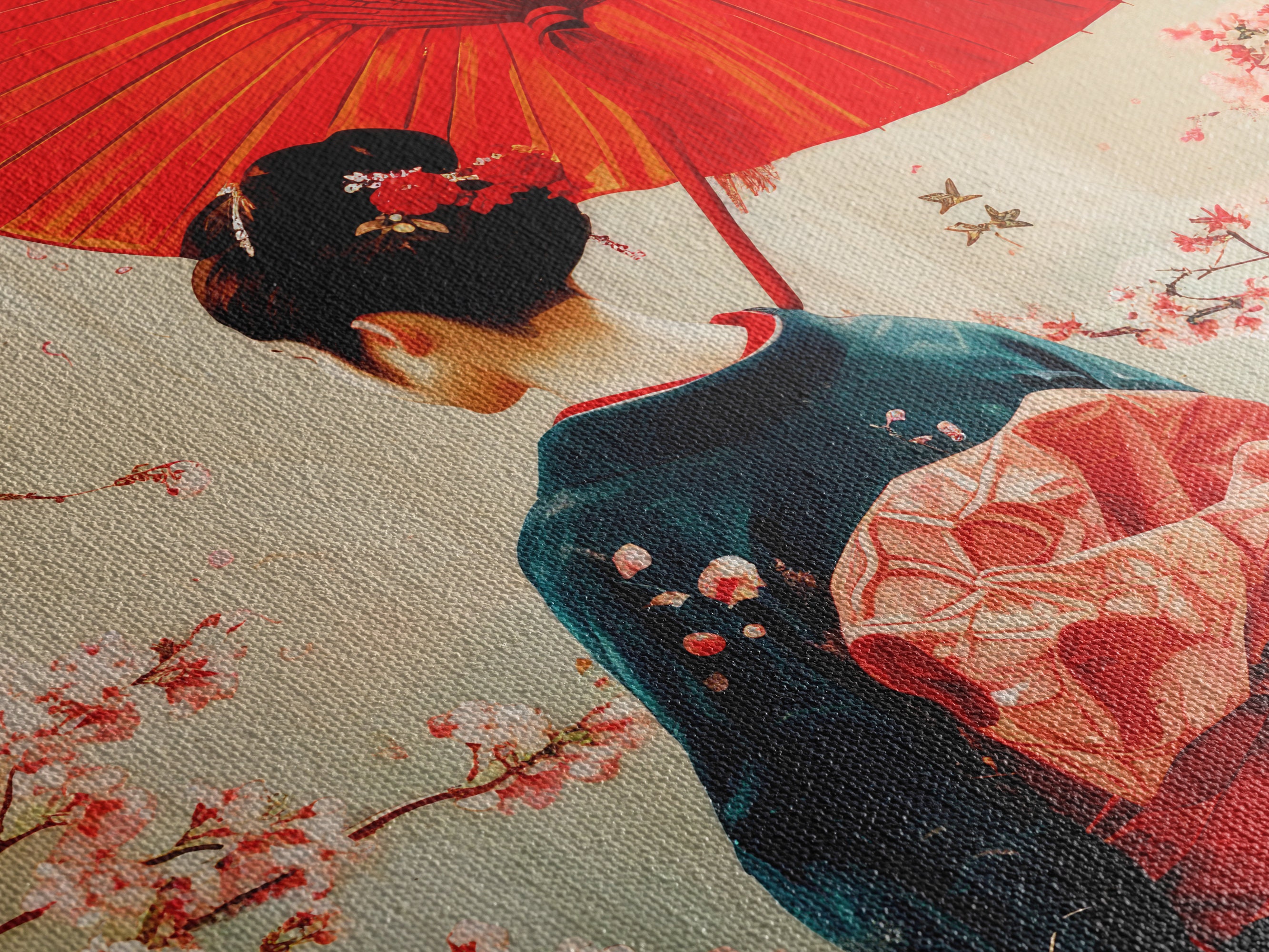 Lady in a Kimono With Umbrella, Japanese Art, Asian Art, Cherry