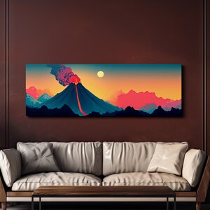 Colorful Erupting Volcano, Nature Art, Volcano Art, Surreal Art, Scenic Wall Art, Canvas Art, Canvas Print, Ready to Hang