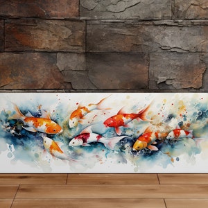 Koi Fish Swimming, Japanese Koi Pond, Nature Art, Scenic Wall Art, Canvas Art, Canvas Print, Ready to Hang