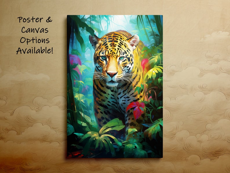 Jaguar in the Jungle, Nature Art, Animal Art, Poster, Wall Print