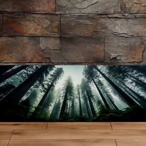 Misty Forest of Tall Trees, Nature Art, Modern Art, Scenic Wall Art, Canvas Art, Canvas Print, Ready to Hang