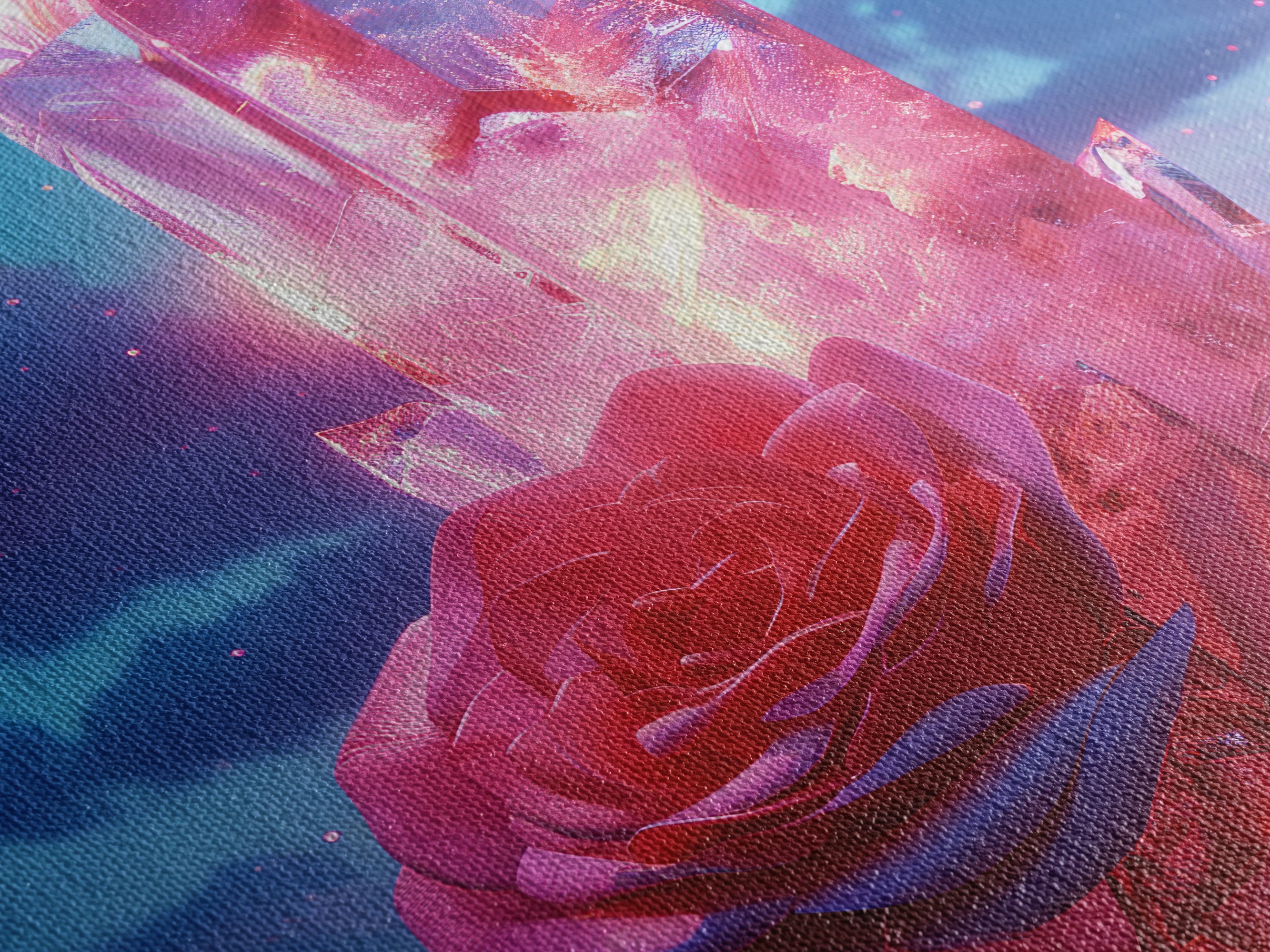 Pink Crystal Under the Moonlight, Crystal Art, Digital Print on 