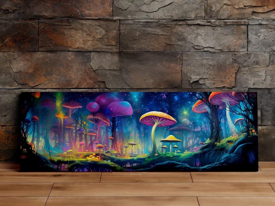 Psychedelic Mushroom Forest, Trippy Art, Scenic Wall Art, Canvas Art ...