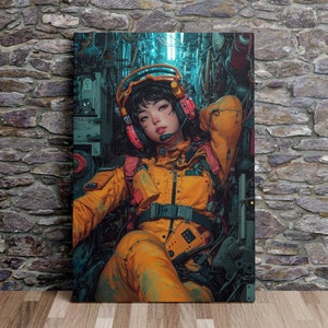 Space Engineer Taking a Break, Sci-Fi Art, Space Art, Anime Inspired Art, Scenic Wall Art, Canvas Art, Canvas Print, Ready to Hang