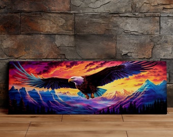 Águila psicodélica, arte escénico de la pared, arte moderno, arte del lienzo, impresión de lienzo, listo para colgar