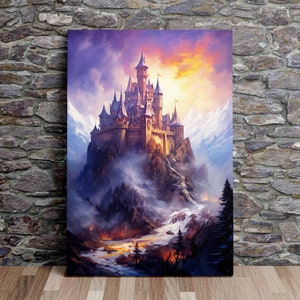 Medieval Castle No.6, Fantasy Art, Oil Painting Style, Art Print, Poster, Scenic Wall Art, Canvas Art, Canvas Print, Ready to Hang