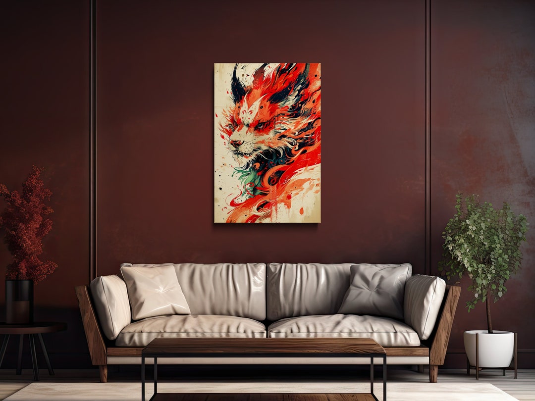 Kurama Portrait Fan Art, Naruto Inspired Art, Anime Art, Digital Print ...