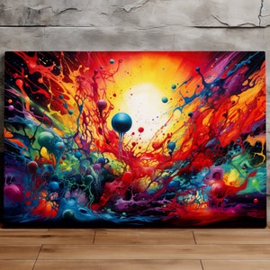 Splashes of Color on a Canvas, Modern Art, Surreal Art, Oil Painting Style, Scenic Wall Art, Canvas Art, Canvas Print, Ready to Hang