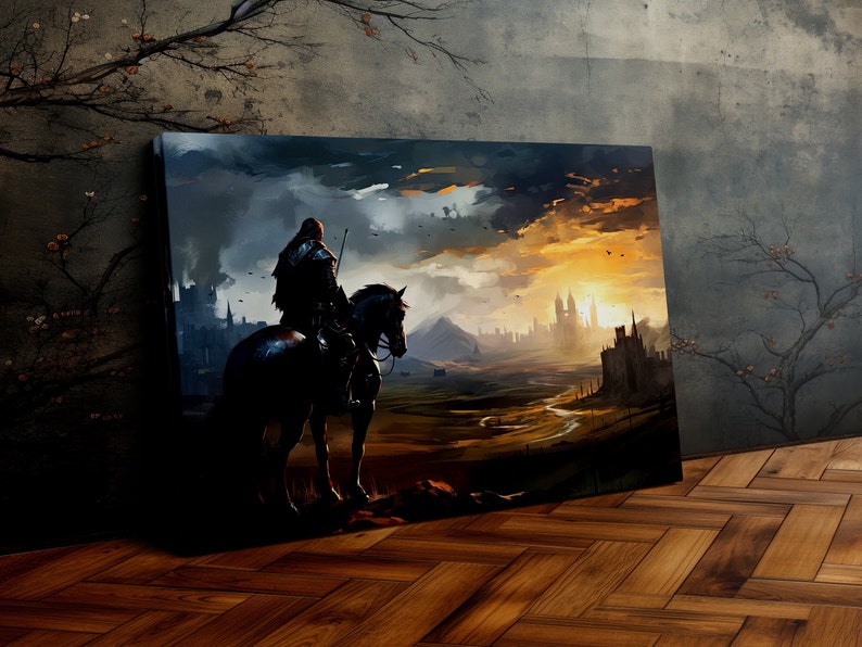 Knight on Horseback Overlooking the Kingdom, Fantasy Art, Medieval Art ...