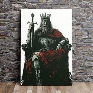 Noble King Upon His Throne, Medieval Art, Fantasy Art, Scenic Wall Art, Canvas Art, Canvas Print, Ready to Hang