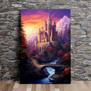 Medieval Castle No.3, Fantasy Art, Oil Painting Style, Art Print, Poster, Scenic Wall Art, Canvas Art, Canvas Print, Ready to Hang