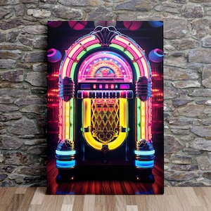 Psychedelic Jukebox No.3, Game Room Art, Man Cave, Modern Art, Scenic Wall Art, Canvas Art, Canvas Print, Ready to Hang