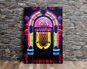 Psychedelic Jukebox No.3, Game Room Art, Man Cave, Modern Art, Scenic Wall Art, Canvas Art, Canvas Print, Ready to Hang
