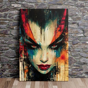 The Fierce Lady&#39;s Gaze, Modern Art, Female Art, Scenic Wall Art, Canvas Art, Canvas Print, Ready to Hang