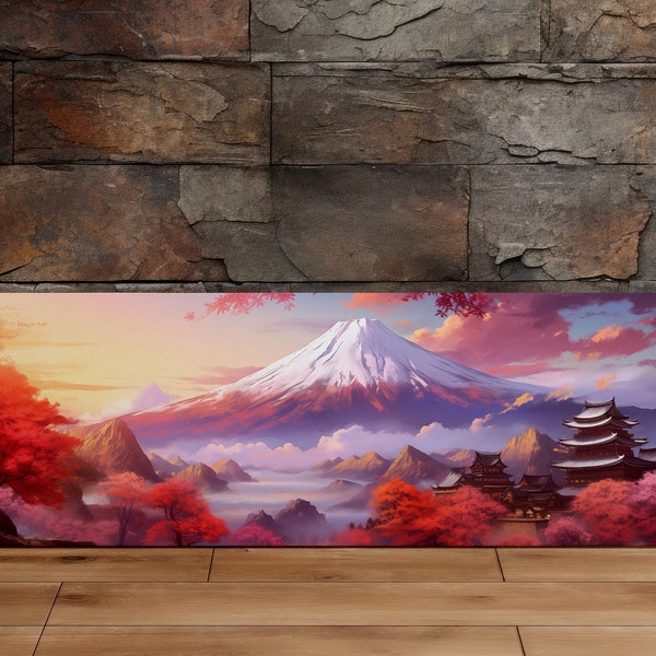 Majestic Mt. Fujiyama, Japanese Castle, Japanese Art, Mt. Fuji, Scenic Wall Art, Canvas Art, Canvas Print, Ready to Hang