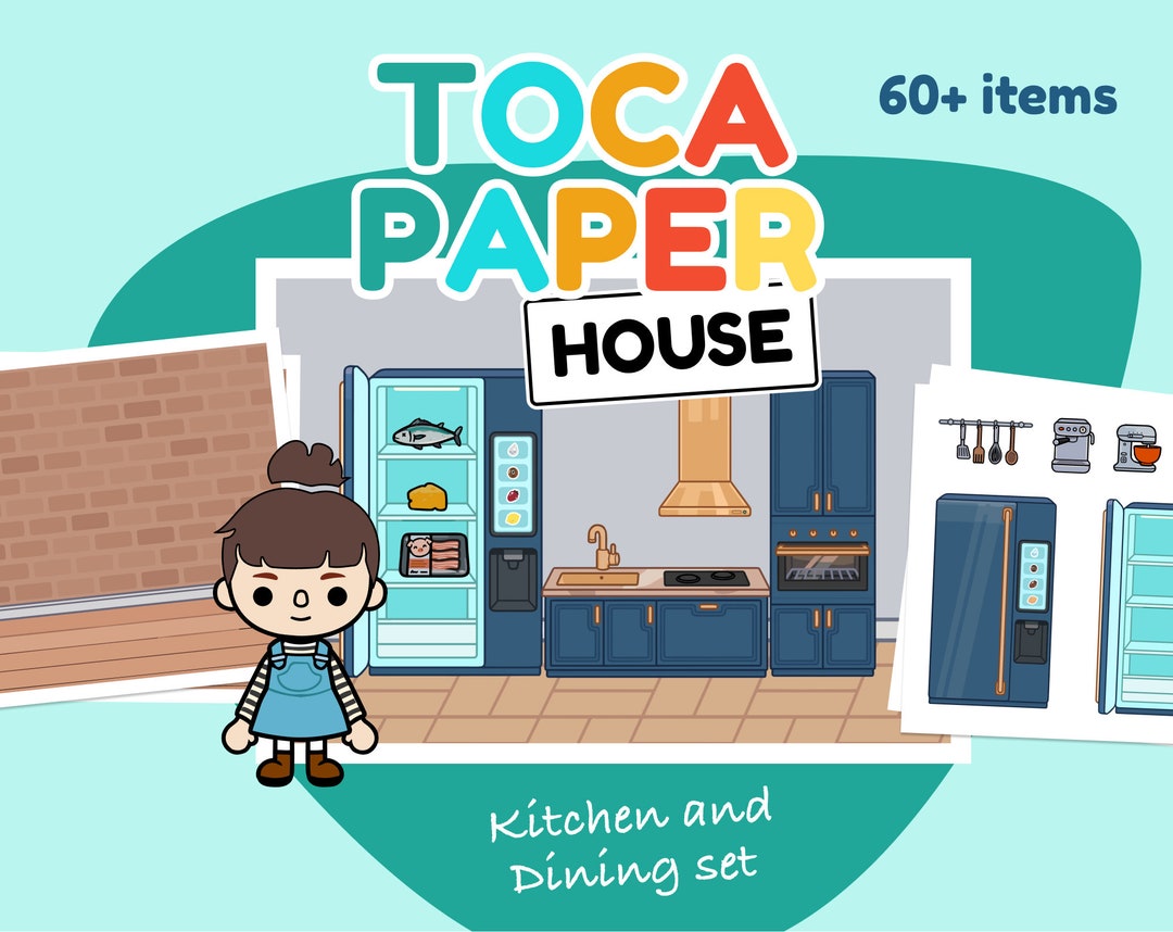 Toca Paper Doll House Ready for Print Kitchen & Dining Set Etsy