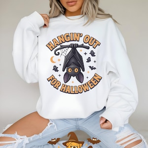 Hangin’ Out for Halloween Bat PNG – Cute Hanging Bat Clipart, Spooky Halloween Sublimation Design, 300 DPI Transparent Background