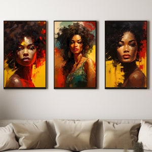 Triptych Three Portraits African Women Digital Download