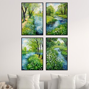 FOUR Botanical Woman Illustration, Colorful Floral Garden Wall Art, Nature Inspired Home Decor, Vibrant Bedroom Print, Digital Download